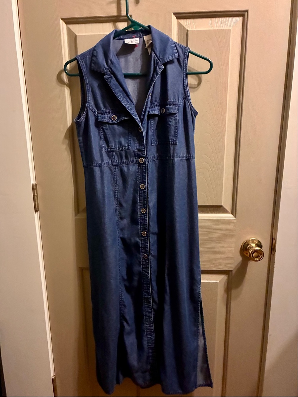 Liz Claiborne Blue Button-Front Sleeveless Maxi Dress